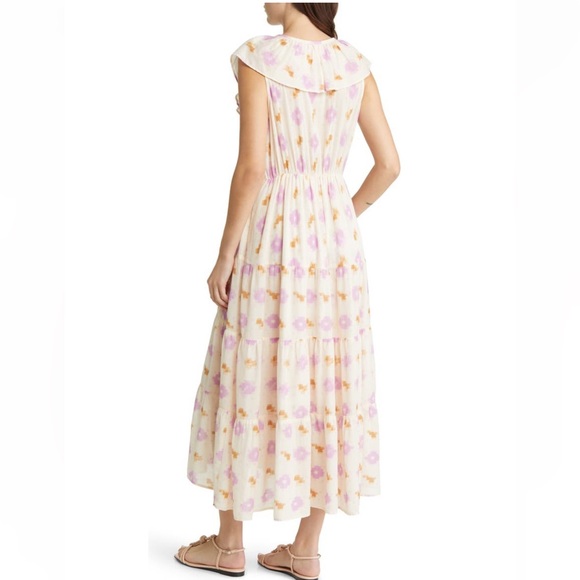 NWT✨XÍRENA Abstract Print Tiered Cotton Dress LILAC IKAT Sz Medium - Picture 4 of 17